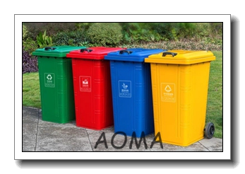 outdoor metal trash bin